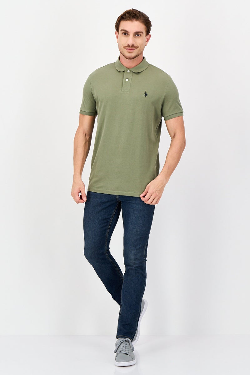 U.S. Polo Assn. Men Regular Fit Embroidered Logo Short Sleeve Polo Shirt, Olive - Image 4